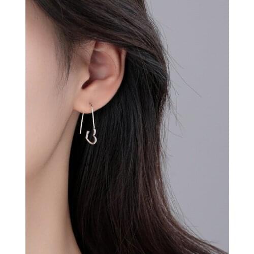 Paperclip Stud Earrings Heart Hooks Long For Women Simple Vintage Fashion Korean Design Punk Student Party Gift Jewelry BOYULIGE