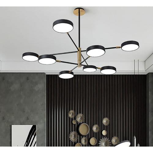 Modern minimalist bedroom LED chandelier living room chandelier ceiling lamp hotel lobby lamp creative light 90 degree rotation