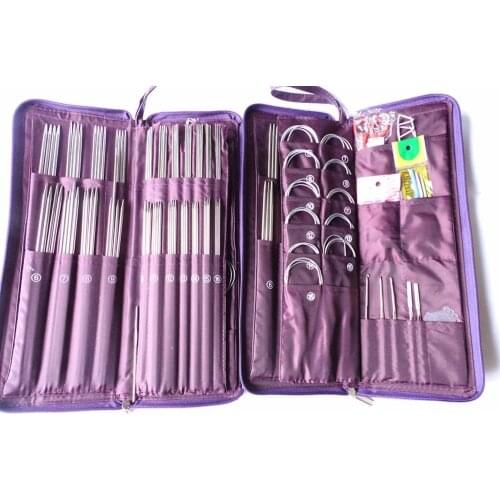 Retail Ring Needles Crochet Hooks Stainless Straight Needles Set Knit Weave Stitch Knitting Craft Case Circular Needle Crochet