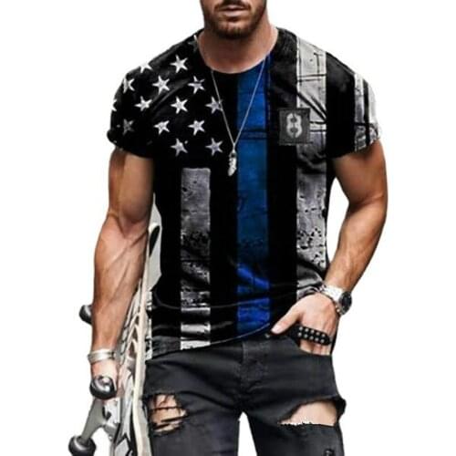 Workout sports top American flag 3D printed T-shirt mens short-sleeved star striped shirt casual summer hot style