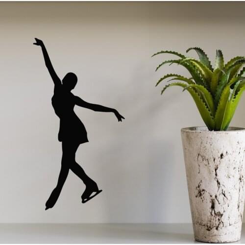 Skating Wall Decals Girl Figure Skater Ice Skating Sport Gym Home Interior Design Vinyl Decal Sticker Kids Nursery Muraux