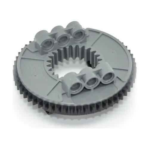 BuildMOC 50163 Internal and external gear turntable finished product 48452 For Building Blocks Parts