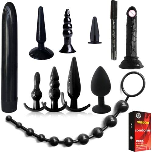 Sex Products Anal Plug Combination Anal Beads Butt Plug Set Tail Anus Stimulator Pleasure Sex Toys For Women Men Prostate Gay