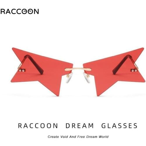 New Personality Half Five-Pointed Frame Star Sunglasses Women Luxury Rimless Unique Spoof Sun Glasses Polygon Punk Prom Ins