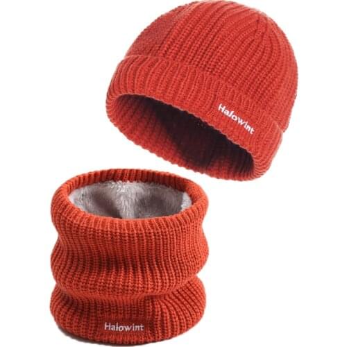 2020 Winter Set Infinite Hat Scarf Women Knit Neck Scarf Unisex Snood Solid Child Caps Men Scarves Bandana Thick Warm Fur Collar