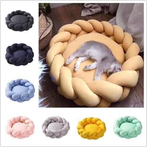 Winter Soft Pet Dog Cat Round Plush Bed Semi-enclosed Cat Nest for Deep Sleep Comfort Cats Bed little Mat puppy Basket Kennel