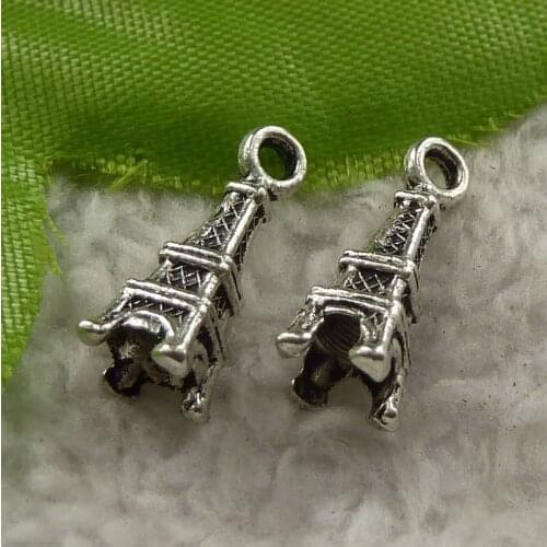 360 pieces antique silver tower charms 17x11mm #4224