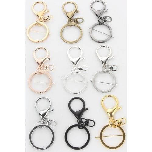 5pcs/lot 9 Colors Keychain Ring 30mm Key Ring Long 70mm Plated Lobster Clasp Key Hook Chain Supplies For Jewelry Making DIY