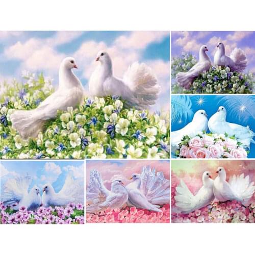 5D Diamond Painting Full Square Animals Pigeon Cross Stitch Kit Diamond Embroidery Mosaic Art Picture of Rhinestones Gift Decor