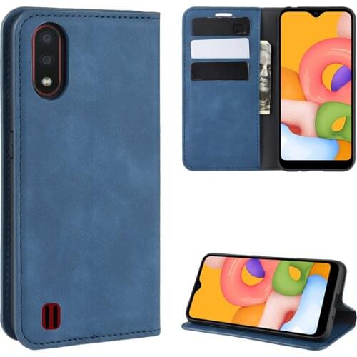 A015 Auto Switch Leather Case for Samsung Galaxy A01 (5.7in) SM-A015F Flip Wallet Book Cover Black 015A 01A 015 A015G GalaxyA01