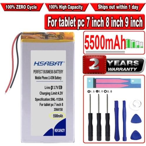 HSABAT 5500mAh 3564150 Battery for tablet pc 7 inch 8 inch 9 inch GPS,mp3,mp4