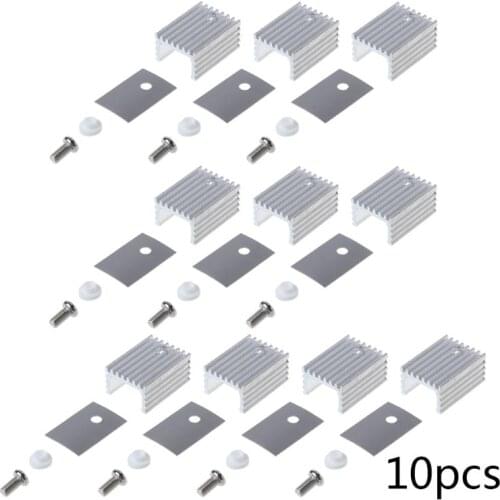 10Set 10Set TO-220 Cooling Radiator Aluminum Sheet Heatsink Transistor Heat Sink Cooler Radiator Cooling Silicone Pads for PC