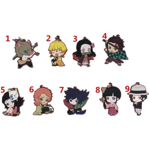 Anime Demon Slayer Kimetsu no Yaiba rubber Keychain Key Ring Race Straps cosplay