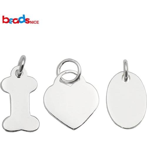 Beadsnice Stamping Tags 925 Sterling Silver Dangle Charms Blanks Silver Pendants for Necklace or Bracelet Making ID 35636