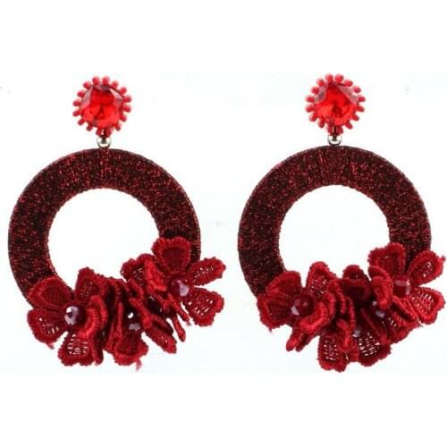 Big Flower Pendant Earrings Acrylic Bead Rope Thread Dangle Earrings for Women Handmade Resin Statement Drop Earrings New