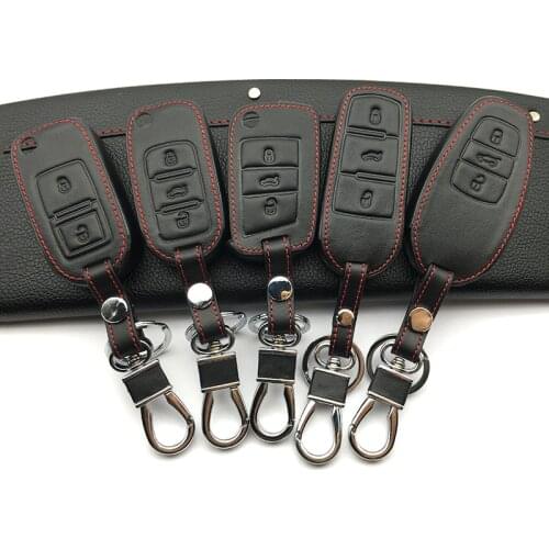 2017 Hot sale Genuine Leather Remote Control Car key cover skin case for volkswagen vw touareg 3 buttons smart key protect shell