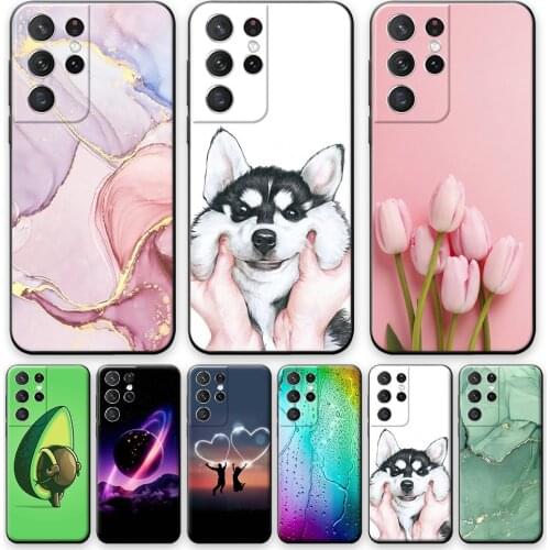For Samsung S21 Ultra Case Matte TPU Shell For Samsung S21 Ultra 6.8" Soft TPU Silicone Cover on Galaxy S21 Ultra Phone Case Dog