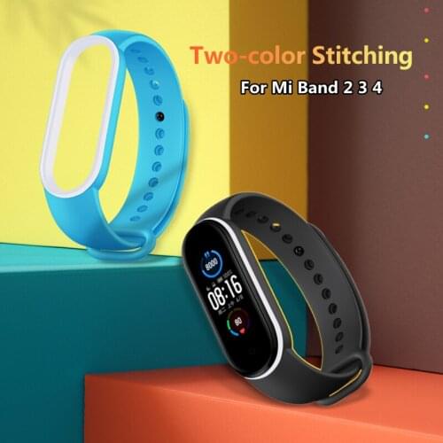 Colorful Silicone strap two-color Wrist Band Strap for Mi Band 4 3 2 Smart Bracelet MiBand 3 4 Wrist Color TPU Strap