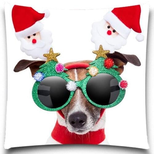 Lovely Christmas Dog Decorative Pillow Cushion Case Cover for Sofa Car Creative Decoration
