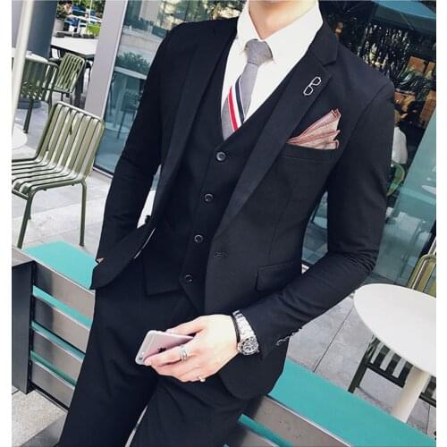 Gentleman Business Suits Slim Fit Suits for Men Wedding Suits Tuxedo Party Dress Professional 3Pcs Suits Single Breasted