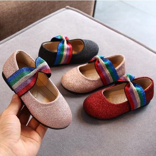 Childrens casual leather shoes flat heeled loafers boys and girls flat shoes princess soft bottom single shoes dance shoes