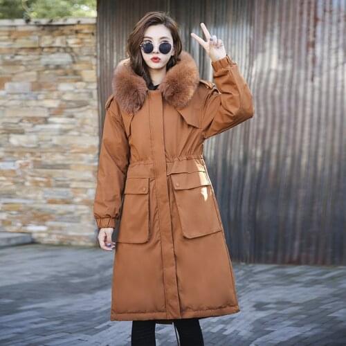 Long Down cotton pad 2020 winter new fashion big Environmenta fur collar hooded detachable thicker warm cotton coats wq2451