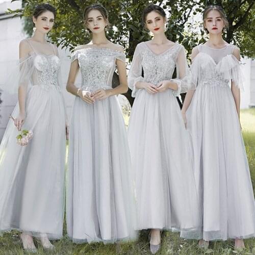 4 Styles Elegant Bridesmaid Dress A-line Ankle Length Dress Vestido de Fiesta Robe de Soiree Elegant Formal long Dress TS-1801