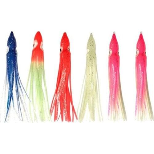 ELOS-30 Pcs Octopus Squid Fishing Skirts Lures-Trolling Lure Saltwater Soft Plastic Bait Hoochie Squid 12cm Mix Color