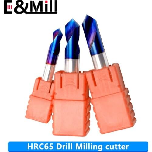 HRC65 Tungsten steel milling cutter Chamfer End Mills positioning drill chamfering center drill fixed-point hole opener anlge 90