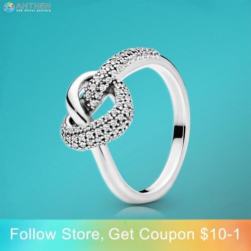 Ahthen 925 Sterling Silver Rings Knotted Heart Rings 925 Silver Women Rings Ngagement Ring Women Jewelry Making Girl Rings