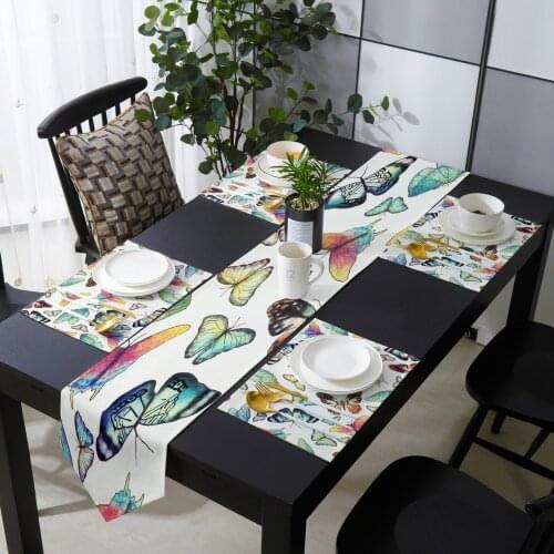 Colorful Butterfly Table Runner Table Mats Cover For Home Wedding Banquet Festival Party Catering Hotel Table Decoration