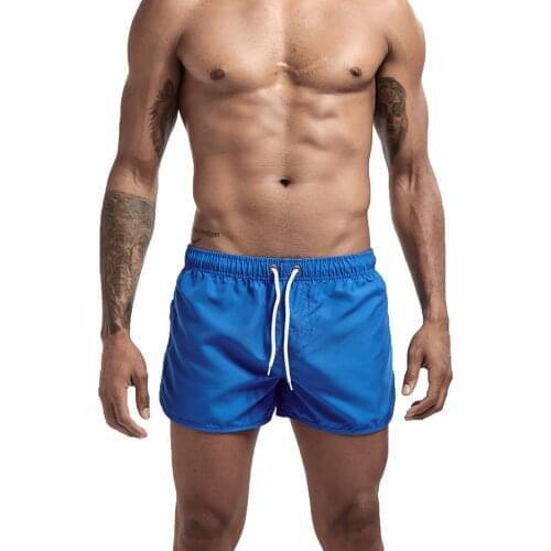 Swimwear Men Fashion Beach Shorts Quick-drying Swimming Trunk Solid Color Sports Elastic Waistband with Drawstring Swim Shorts