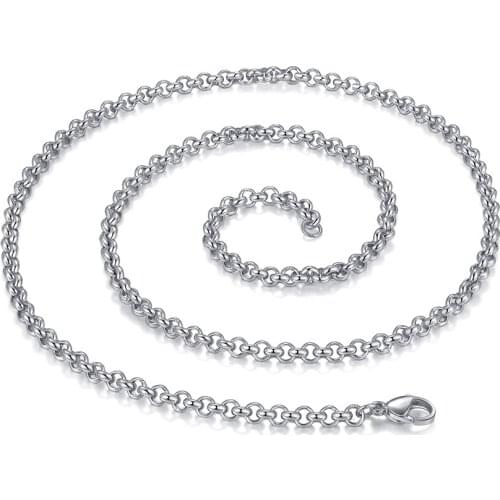 Mesinya 316L Stainless Steel Rolo Cable Chain Link Necklace for girl boy womans pendant necklace