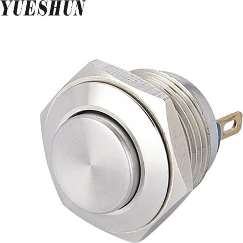 YUESHUN 16mm Switch Stainless Steel Metal Push Button Switch Electric Equipment Button Pin Terminal High Round Pressure Switches