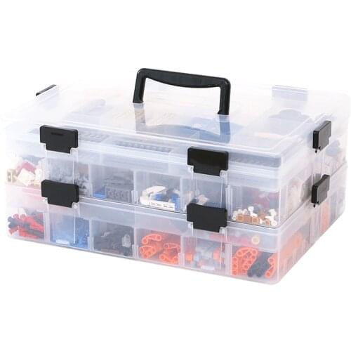 Multi-layer layered Building Blocks Lego Toys Large Capacity Hand Kids Storage Case Clear Plastic Organizer Box Dispensing