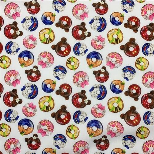 Cartoon donut soft Polyester cotton Fabric for Kids Clothes Hometextile Backpacks Slipcover Cushion Cover DIY mask Material