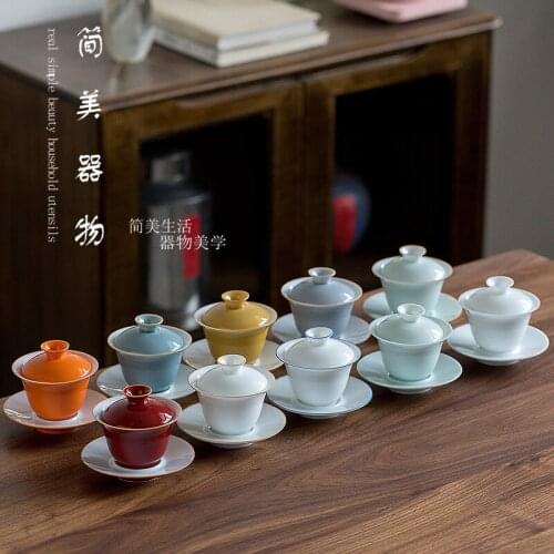 Gaiwan Ceramic Tea Bowl Lid Saucer Set Lotus Teapot Master Cup Exquisite Tea Tureen Kung Fu Tea Teaware Drinkware As Gift tea