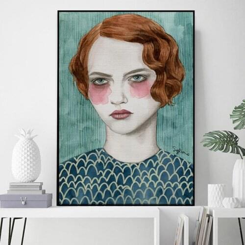 Nordic Literary Girl Ins Style Wall Art Decorative Painting Posters and Prints Pictures Of Beautifil Girl Portrait Posters Decor