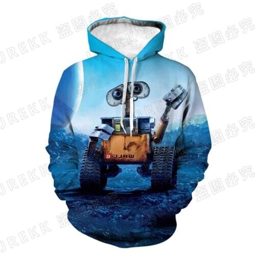 New Disney WALL·E Hoodies Men Women Children Fashion 3D Printed Sweatshirts Pullover Long Sleeve Boy Girl Kids Streetwear Coat