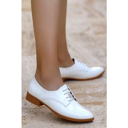 Ayakland 8328-103 Japanned Leather Daily Anatomical Women Casual Ballerina Shoes