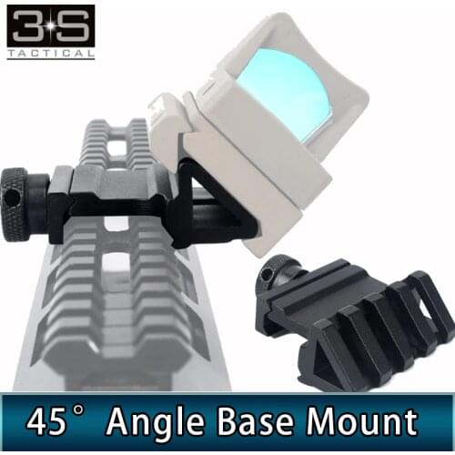 45 Degree Angle Tactical Scope Mount 20mm Picatinny Weaver Laser Base Adapter Aluminum Offset 4 Slot Side Rail RTS Airsoft