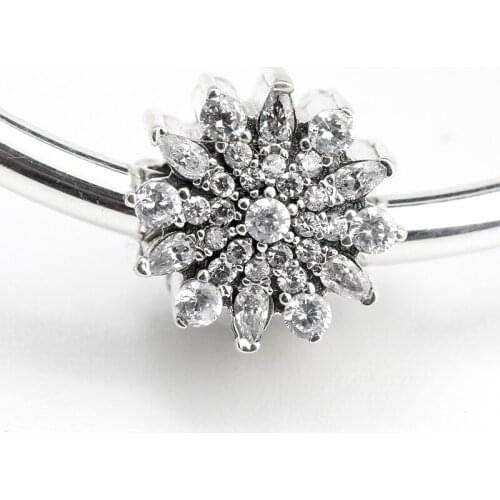 925 Sterling Silver Ice Crystal Charm Bead With Clear CZ fit Original Bracelet Necklace Jewelry Women Girls Gift