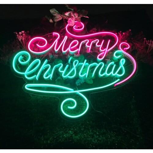 Modern Neon Sign Lights Personalized Custom Merry Christmas Led 3D Acrylic Hanging Bar Home Wall Decor Festival Ornament Gift