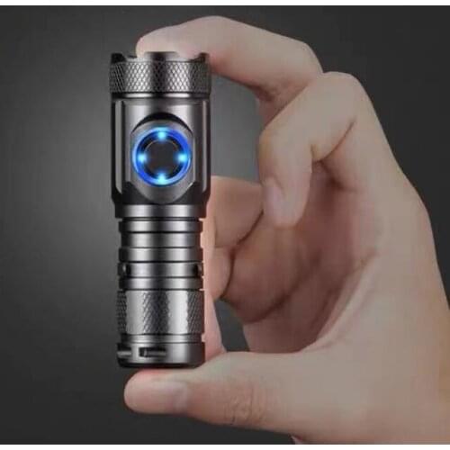 Mini Black White Flashlight Hard Light Bright Flashlight Usb Camping 18650 Battery Design Lanterna Led Portable Lighting EC50SD