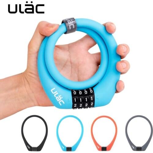 Bicycle Combo Lock Silicone Integrated 55CM steel braided Cable 4 Digits Resettable Light Weight Compact Size Ulac Prague SC1