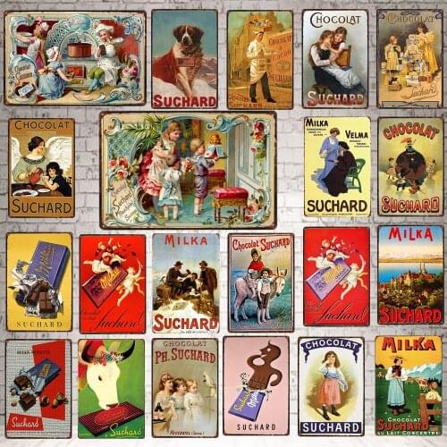 【YZFQ】Chocolate Candy Metal Tin sign Food Decorative Plaque Metal Vintage Wall Bar Home Art kitchen Shop Decor 30X20CM FB-0061A