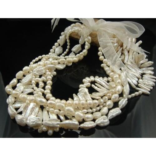 Chunky Pearl Necklace White Long Freshwater Pearl Necklace Irregular Biwa Designer Pearl Bead Necklace Many Methods Kpop
