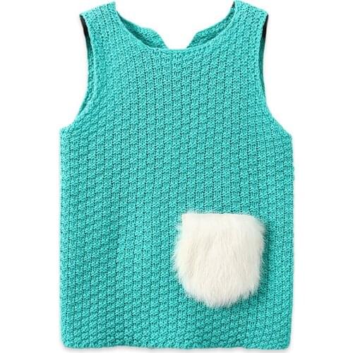 Girls vest childrens cotton knitted vest sweater