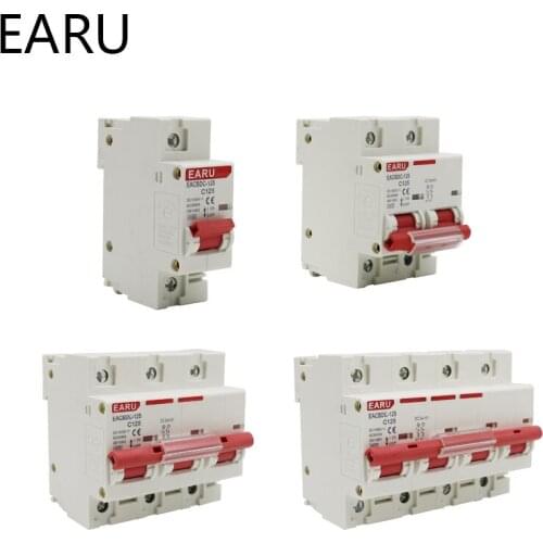 1pc DC 1000V 1P 2P 3P 4P 80A 100A 125A Solar Mini Circuit Breaker Overload Protection Switch MCB for Photovoltaic PV System