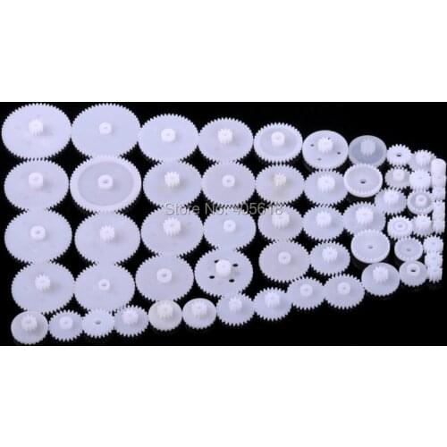 1pack/lot 58 Styles 58pcs Plastic Gears All Module 0.5 Robot Parts Aperture 1.5/2/2.5/3 for DIY